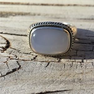 Vintage sterling silver ring with hardstone center stone…chalcedony.?